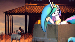 Size: 1920x1080 | Tagged: safe, artist:sourcerabbit, princess celestia, goat, g4, 3d, source filmmaker