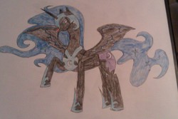 Size: 2592x1728 | Tagged: safe, artist:raakshii, nightmare moon, g4, female, solo, traditional art