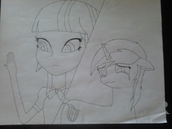 Size: 2592x1944 | Tagged: safe, artist:raakshii, lyra heartstrings, twilight sparkle, equestria girls, g4, traditional art