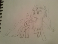 Size: 2592x1944 | Tagged: safe, artist:raakshii, princess luna, g4, female, monochrome, solo, traditional art