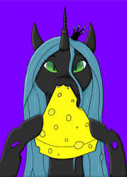 Size: 1000x1398 | Tagged: safe, artist:raakshii, queen chrysalis, g4, cheese, female, solo, traditional art