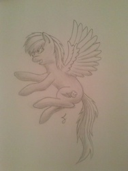 Size: 1944x2592 | Tagged: safe, artist:raakshii, rainbow dash, g4, female, monochrome, solo, traditional art