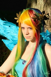 Size: 1000x1500 | Tagged: safe, artist:lostriddle, rainbow dash, human, g4, cosplay, irl, irl human, photo, solo