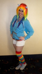 Size: 2277x3994 | Tagged: safe, artist:superminimicro, rainbow dash, human, g4, cosplay, high res, irl, irl human, photo, solo