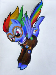 Size: 1600x2133 | Tagged: safe, artist:starlight-studio, rainbow dash, g4, bomber jacket, clothes, female, jacket, solo, traditional art