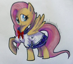 Size: 1600x1399 | Tagged: safe, artist:starlight-studio, fluttershy, g4, clothes, female, sailor uniform, solo, traditional art