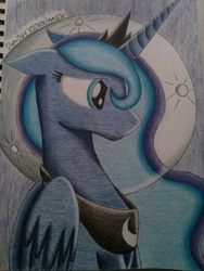 Size: 768x1024 | Tagged: safe, artist:duna364, princess luna, g4, female, moon, solo, traditional art