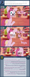 Size: 650x1670 | Tagged: safe, artist:frostedwarlock, pinkie pie, earth pony, pony, g4, alternate universe, ask, comic, diane pie, female, glasses, mare, solo, tumblr