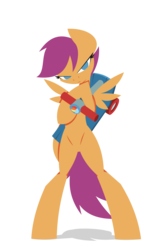Size: 1280x1920 | Tagged: safe, artist:hoverrover, rainbow dash, scootaloo, pegasus, pony, g4, bipedal, female, filly, foal, holding, hooves, lineless, looking at you, scooter, simple background, solo, spread wings, standing, transparent background, wings