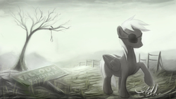 Size: 1920x1080 | Tagged: safe, artist:calamityb31, oc, oc only, oc:proverb, pegasus, pony, fallout equestria, eyepatch, skeleton, solo