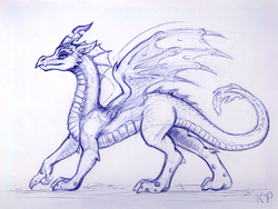 Size: 1200x900 | Tagged: safe, artist:kp-shadowsquirrel, queen chrysalis, changeling, changeling queen, dragon, g4, dragoness, dragonified, dragonlis, female, monochrome, pen drawing, solo, species swap, traditional art