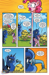 Size: 900x1384 | Tagged: safe, artist:tony fleecs, idw, pinkie pie, princess luna, twilight sparkle, alicorn, pony, friends forever #7, g4, my little pony: friends forever, spoiler:comic, bush, comic, comic book resources, disguise, female, frown, hay, hiding, idw advertisement, mare, open mouth, periscope, preview, scared, spread wings, submarine, this will end in tears, twilight sparkle (alicorn), unamused, wat, wide eyes, worried, xk-class end-of-the-world scenario