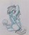 Size: 1060x1280 | Tagged: safe, artist:sigmanas, rainbow dash, pony, g4, :t, blushing, cookie, cookie jar, cute, female, filly, filly rainbow dash, hoof hold, looking back, nom, sitting, smiling, solo, traditional art, younger, щщоки