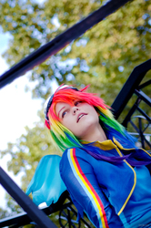 Size: 2000x3008 | Tagged: safe, artist:maltexbaby, rainbow dash, human, g4, cosplay, high res, irl, irl human, photo, solo
