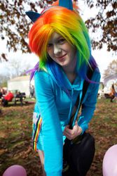 Size: 640x960 | Tagged: safe, artist:saltandpuff, rainbow dash, human, g4, cosplay, irl, irl human, photo, solo