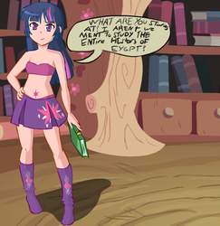 Size: 565x582 | Tagged: safe, twilight sparkle, human, g4, bandeau, bra, clothes, explicit source, female, humanized, magical friends, midriff, skirt, solo, underwear