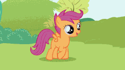 Size: 471x265 | Tagged: safe, screencap, scootaloo, pegasus, pony, g4, lesson zero, animated, animation error, blank flank, cute, cutealoo, excited, female, filly, foal, happy, open mouth, open smile, smiling, solo, spread wings, trotting, trotting in place, wings