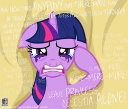 Size: 800x681 | Tagged: artist needed, source needed, safe, twilight sparkle, g4, crying, female, hate, leave britney alone, makeup, parody, running makeup, sad, solo
