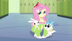 Size: 985x559 | Tagged: safe, fluttershy, equestria girls, g4, female, shy, solo