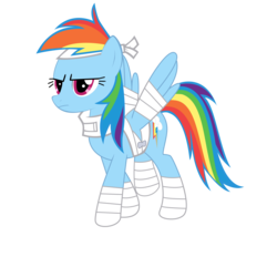 Size: 4600x4274 | Tagged: safe, artist:saltandpuff, rainbow dash, pegasus, pony, g4, absurd resolution, bandage, female, injured, mare, simple background, solo, transparent background, vector
