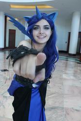 Size: 640x960 | Tagged: safe, artist:artisticdoe, princess luna, human, g4, cosplay, irl, irl human, photo, pointing, solo