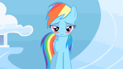 Size: 950x534 | Tagged: safe, artist:dtkraus, edit, screencap, rainbow dash, pony, g4, sonic rainboom (episode), animated, bedroom eyes, blushing, estrus, female, horses doing horse things, looking at you, mare, solo, tail flick