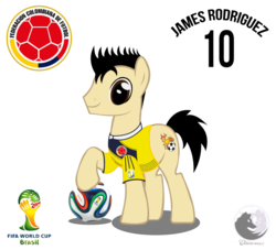Size: 938x852 | Tagged: safe, artist:octavio-wolf, pony, colombia, football, james rodriguez, ponified, simple background, solo, transparent background, world cup, world cup 2014