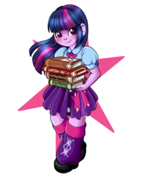 Size: 1024x1280 | Tagged: safe, artist:consulttheblackmage, twilight sparkle, equestria girls, g4, book, female, solo