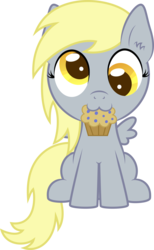 Size: 3368x5476 | Tagged: safe, artist:silverrainclouds, derpy hooves, g4, :3, absurd resolution, chibi, cute, derpabetes, diabetes, female, filly, food, hnnng, muffin, simple background, sitting, solo, transparent background, vector