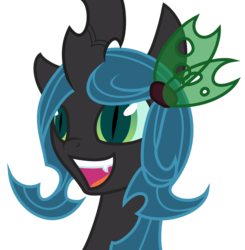 Size: 2453x2504 | Tagged: safe, artist:tyler611, queen chrysalis, changeling, changeling queen, g4, alternate hairstyle, female, high res, simple background, solo, transparent background