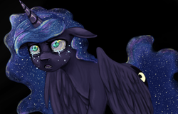 Size: 1097x702 | Tagged: safe, artist:colorlesscupcake, princess luna, alicorn, pony, g4, crying, female, simple background, solo