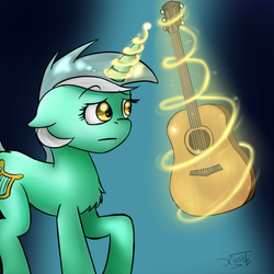 Size: 1000x1000 | Tagged: safe, artist:darkdawnbrony, lyra heartstrings, g4, female, guitar, solo