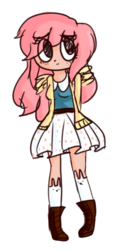 Size: 222x441 | Tagged: safe, artist:pokeshipper4life, fluttershy, human, g4, clothes, female, humanized, skirt, socks, solo, winged humanization