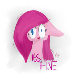 Size: 2500x2500 | Tagged: safe, artist:nadaazahraa, pinkie pie, g4, crying, cute, cuteamena, female, high res, pinkamena diane pie, sad, solo