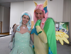 Size: 4608x3456 | Tagged: safe, artist:juu50x, fluttershy, oc, oc:snowdrop, human, g4, 2014, cosplay, couple, crystal fair con, female, finland, finlandia hall, helsinki, indoors, irl, irl human, jamis, male, photo