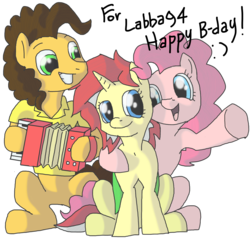 Size: 3000x2850 | Tagged: safe, artist:crispokefan, cheese sandwich, pinkie pie, oc, oc:midnight eclipse, g4, accordion, high res, music, musical instrument, simple background, transparent background