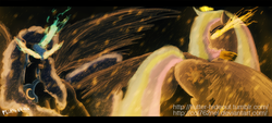 Size: 936x423 | Tagged: safe, artist:col762nel, nightmare moon, princess celestia, g4