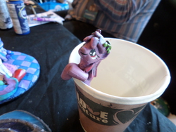 Size: 4608x3456 | Tagged: safe, artist:juu50x, berry punch, berryshine, earth pony, pony, g4, 2014, coffee mug, crystal fair con, cup of pony, drunk, figure, finland, finlandia hall, funny, go home you're drunk, happy, helsinki, irl, photo, smiling