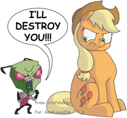 Size: 3250x3000 | Tagged: safe, artist:crispokefan, applejack, g4, crossover, high res, invader zim