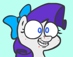 Size: 432x338 | Tagged: source needed, safe, artist:peanutbutter, rarity, pony, unicorn, g4, acne, adorkable, bowtie, braces, cute, dork, female, pimple, raribetes, ribbon, simple background, solo, teal background, teenager, younger, zit