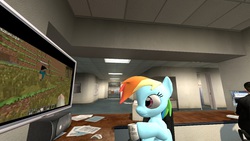 Size: 1280x720 | Tagged: safe, rainbow dash, g4, 3d, computer, gmod, minecraft