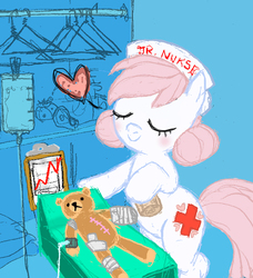 Size: 770x845 | Tagged: safe, artist:what-nancy-drew, nurse redheart, g4, filly, teddy bear, younger