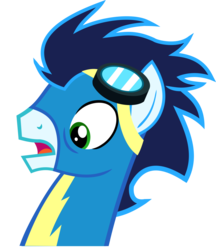 Size: 1024x1185 | Tagged: safe, artist:finler3, soarin', pegasus, pony, g4, the best night ever, bust, clothes, male, simple background, solo, surprised, transparent background, uniform, vector, wonderbolts uniform