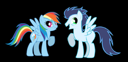 Size: 834x408 | Tagged: safe, artist:3d4d, rainbow dash, soarin', g4, blank flank, female, insanity, male, ship:soarindash, shipping, straight