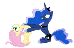 Size: 9273x6000 | Tagged: safe, artist:byteslice, fluttershy, princess luna, alicorn, pegasus, pony, g4, luna eclipsed, absurd resolution, derp, female, mare, simple background, transparent background, vector