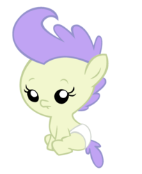 Size: 807x990 | Tagged: safe, artist:bronyboy, cream puff, pony, g4, baby, baby pony, diaper, female, filly, foal, solo