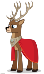 Size: 692x1153 | Tagged: safe, artist:larsurus, oc, oc only, oc:ethelred, deer, cape, clothes, simple background, solo, transparent background, vector