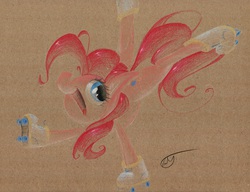 Size: 1909x1469 | Tagged: safe, artist:getchanoodlewet, pinkie pie, g4, female, happy, roller skates, solo, traditional art