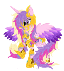 Size: 3600x4000 | Tagged: safe, artist:law44444, princess cadance, g4, armor, female, helmet, messy mane, raised hoof, simple background, smiling, solo, spread wings, transparent background, vector