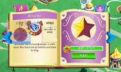 Size: 800x480 | Tagged: safe, gameloft, minuette, g4, 3d, glitch, introduction card
